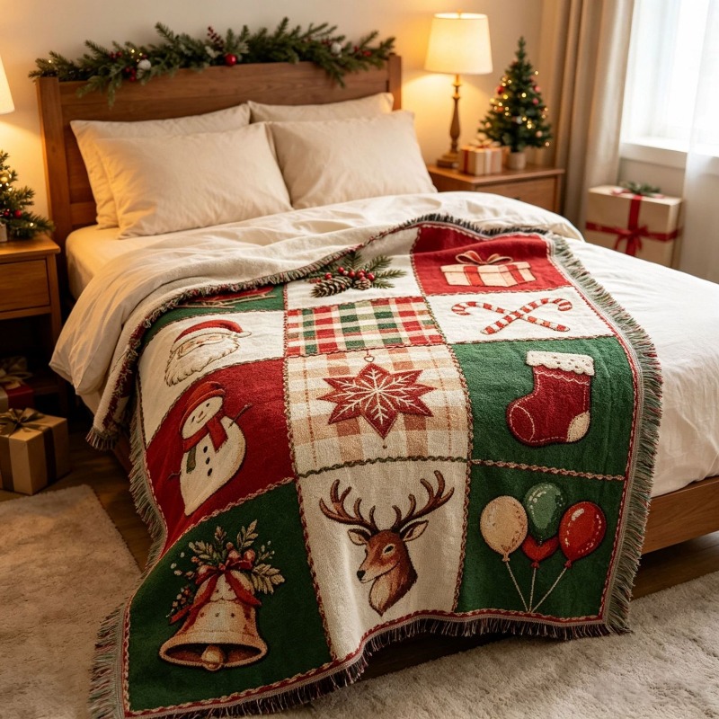 Tappeto natalizio in jacquard  - Christmas Throw Blanket recensione e prezzo